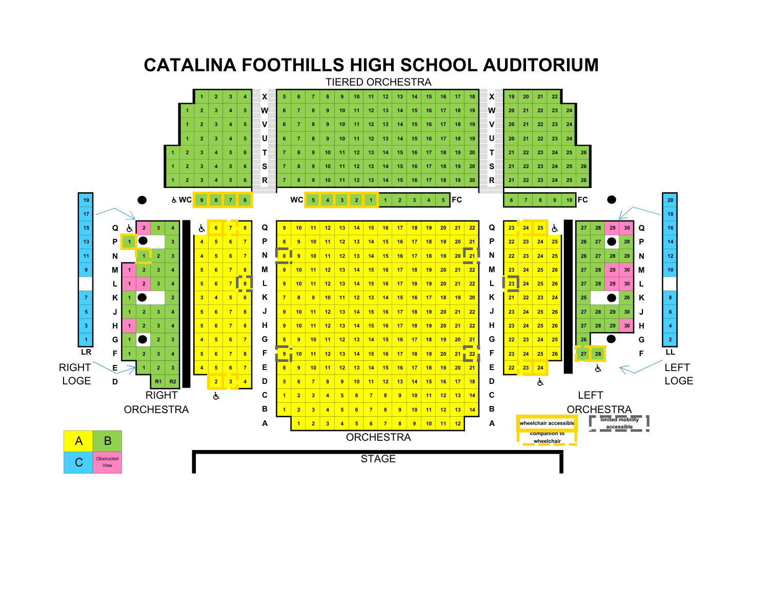 Catalina Foothills HS Seat Map (price areas subject to change)